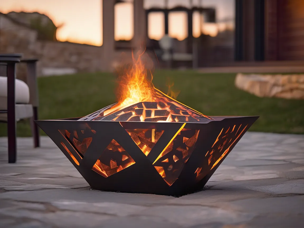 Square steel fire pit — one of the fire pit projects in the library