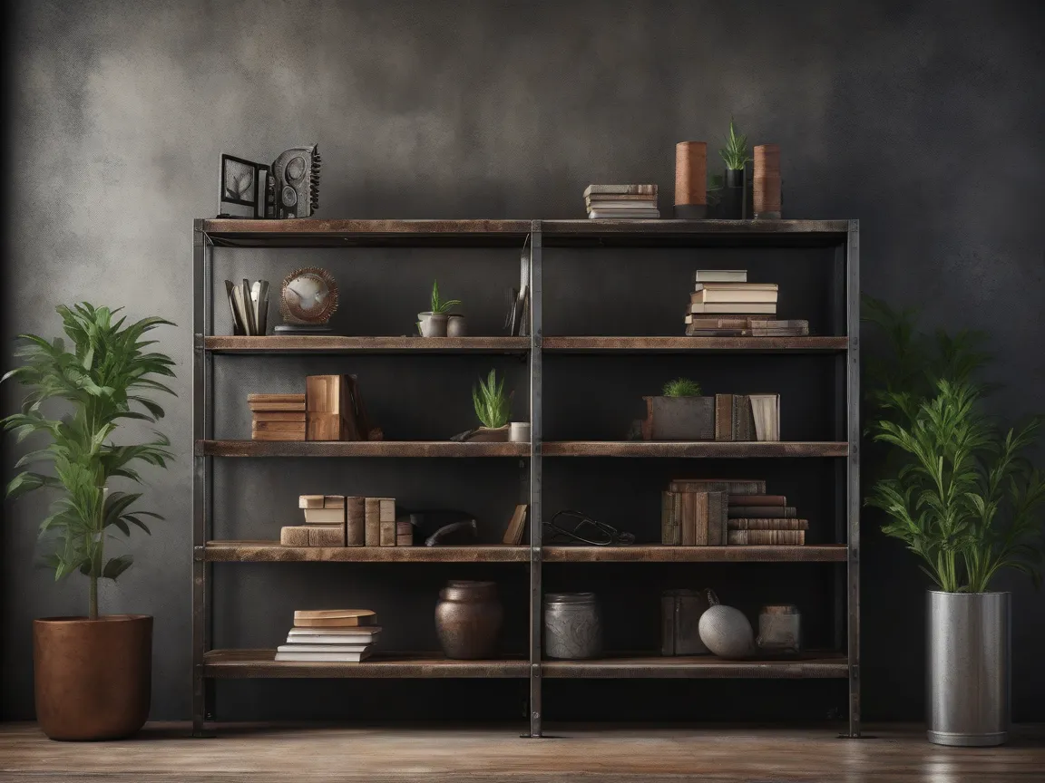 Steel shelving unit — one of the shelving projects in the library