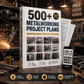500+ metalworking project plans book mockup in a welding workshop