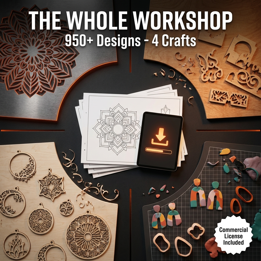 The Whole Workshop — 950+ designs across metal, wood, laser and clay, with commercial license included